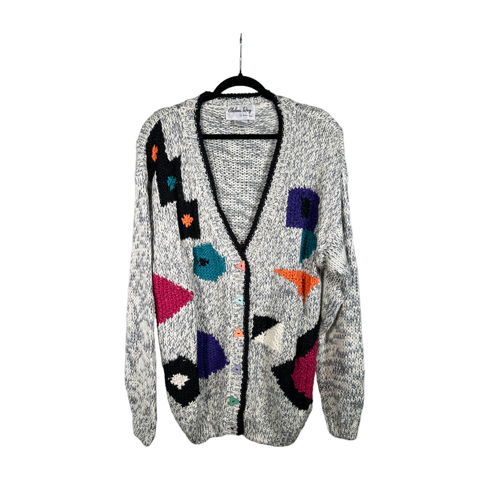 Vintage geometric print cardigan